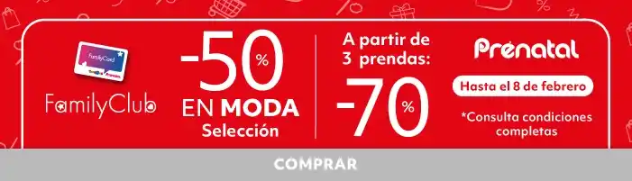Hasta -70% en selección Moda | Family Club | Prénatal