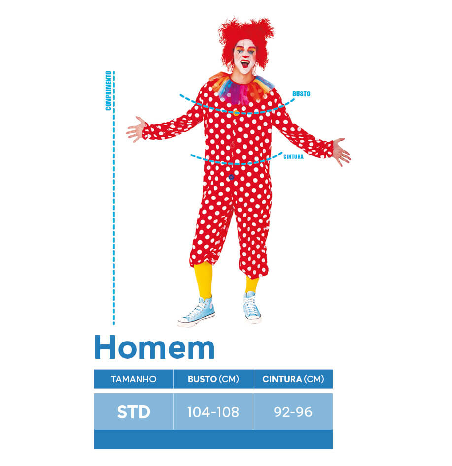 Tamanhos e medidas de fantasias de Carnaval para home