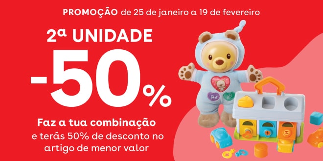 2º Unidad 50% numa seleção de brinquedos para bebé e pré-escolar