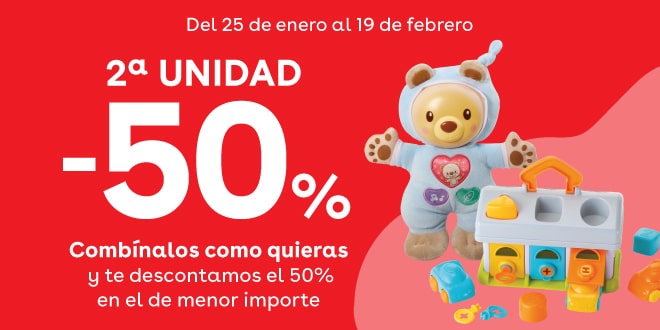 2º Unidad 50% en una selección de juguetes para bebé y preescolar